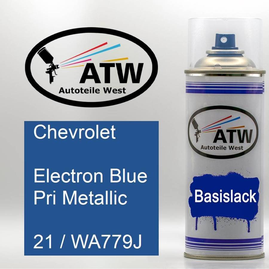 Chevrolet, Electron Blue Pri Metallic, 21 / WA779J: 400ml Sprühdose, von ATW Autoteile West.